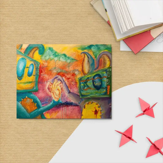 Vibrant artistry imagine in colorful abstract painting, a modern masterpiece adorning metal wall art