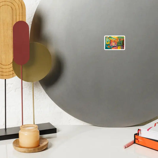 Circular gray metallic disc wall art, A Gift of the Heart Die-Cut Magnet, artistic decor