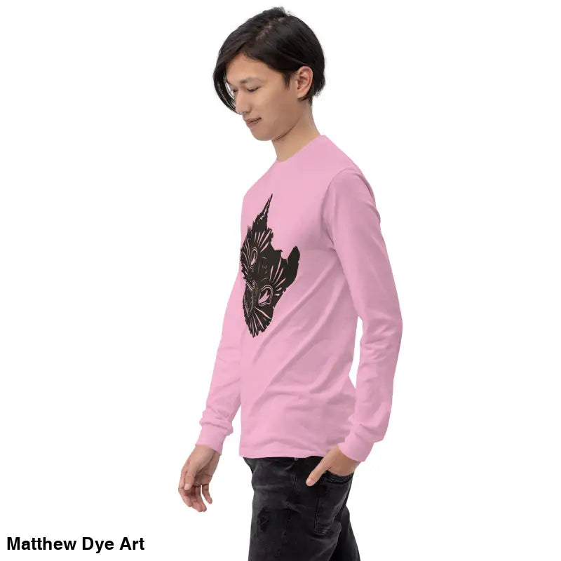 Pink long sleeve shirt featuring black graphic for a spooky Halloween style