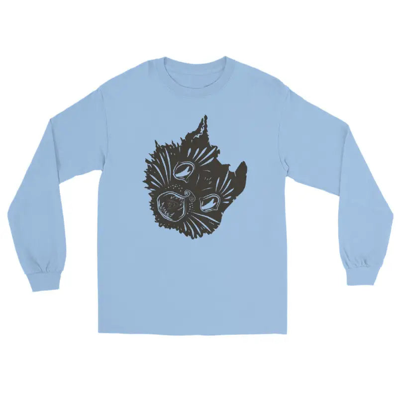 Light blue long sleeve shirt with dark graphic for a spooky Halloween look