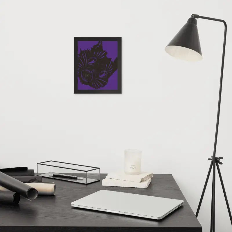 Mystical kitty head framed poster, a bold statement for Gothic Halloween wall art