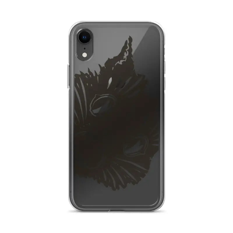 Black iPhone with eagle silhouette on Ah Kitty Head iPhone Clear Case for spooky vibes