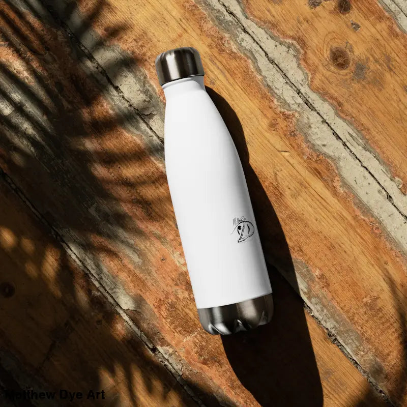 White metal water bottle featuring whimsical Halloween magic - Ah Kitty Head Stainless Steel Water Bottle