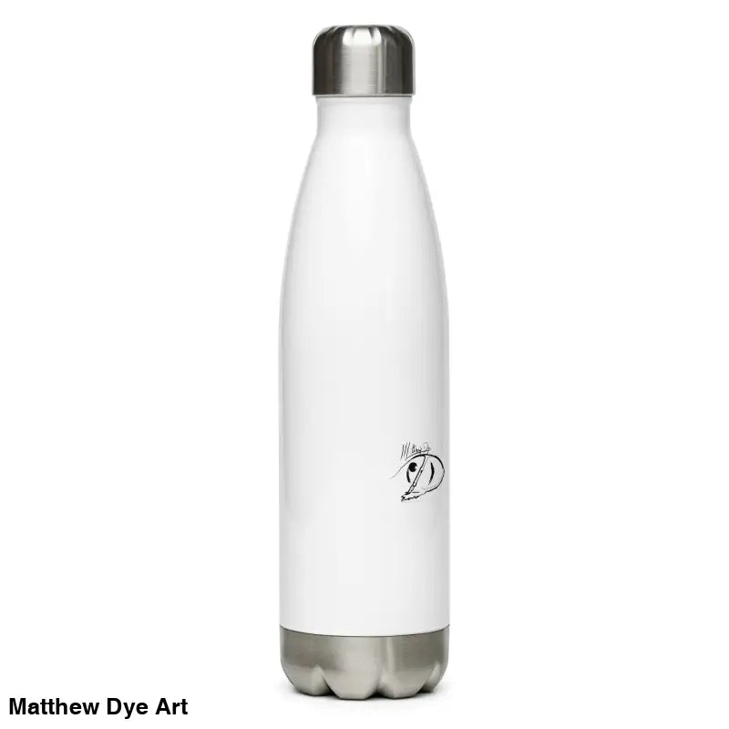 White metal water bottle featuring Ah Kitty Head design for whimsical Halloween magic