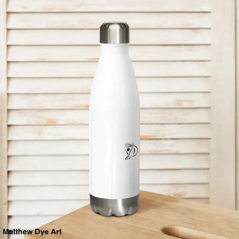 White metal water bottle featuring whimsical Halloween magic and kitty head stainless design