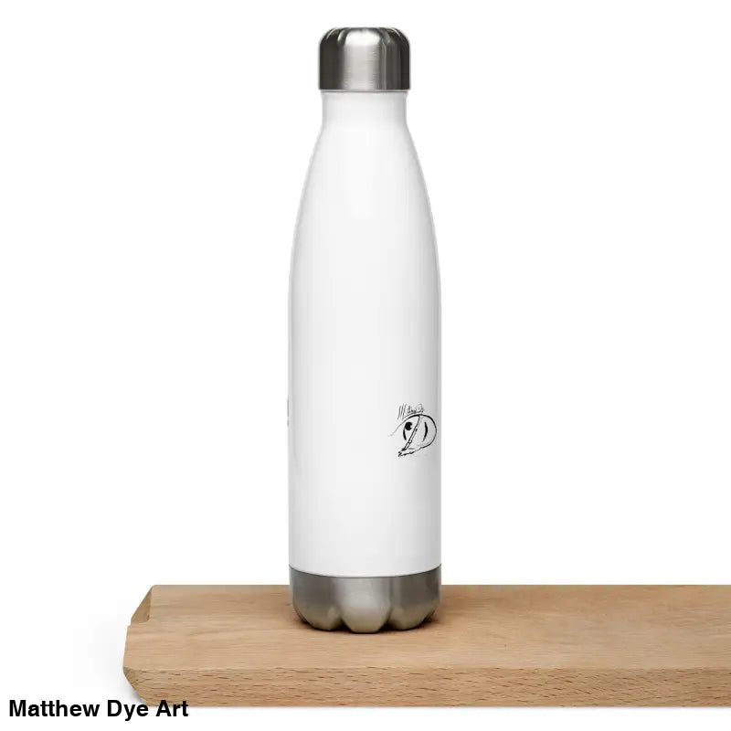 White metal Kitty Head Stainless Steel Water Bottle embodying whimsical Halloween magic