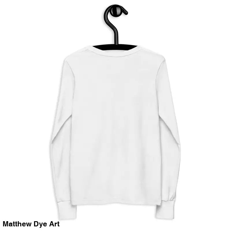 White long-sleeved Ah Kitty Halloween sweater for kids displayed on a hanger