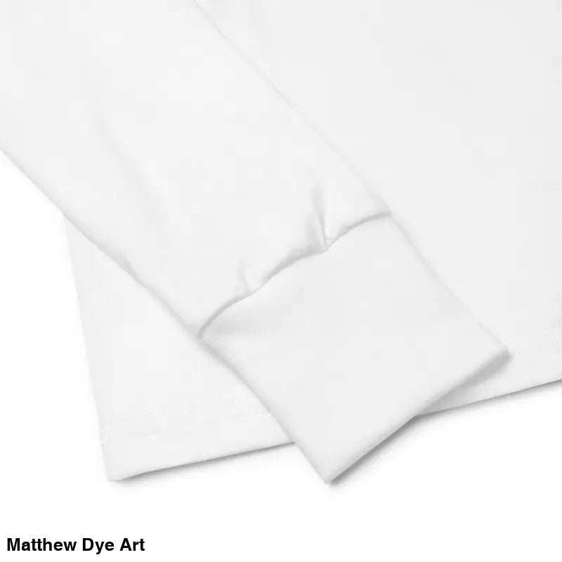 White long-sleeved shirt from Ah Kitty, a comfortable cotton unisex youth sweater