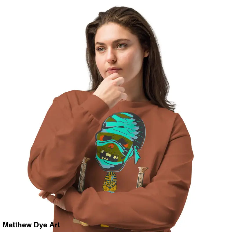 Premium long sleeve shirt featuring a mummy graphic in relaxed fit, embodying mummy mystique