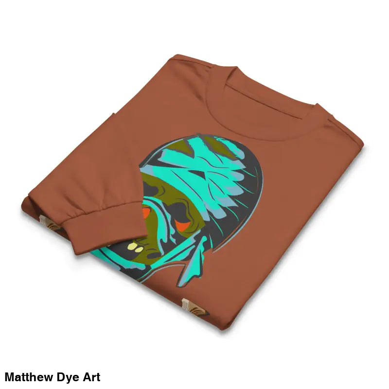 Folded premium long sleeve shirt featuring relaxed fit mummy mystique graphic