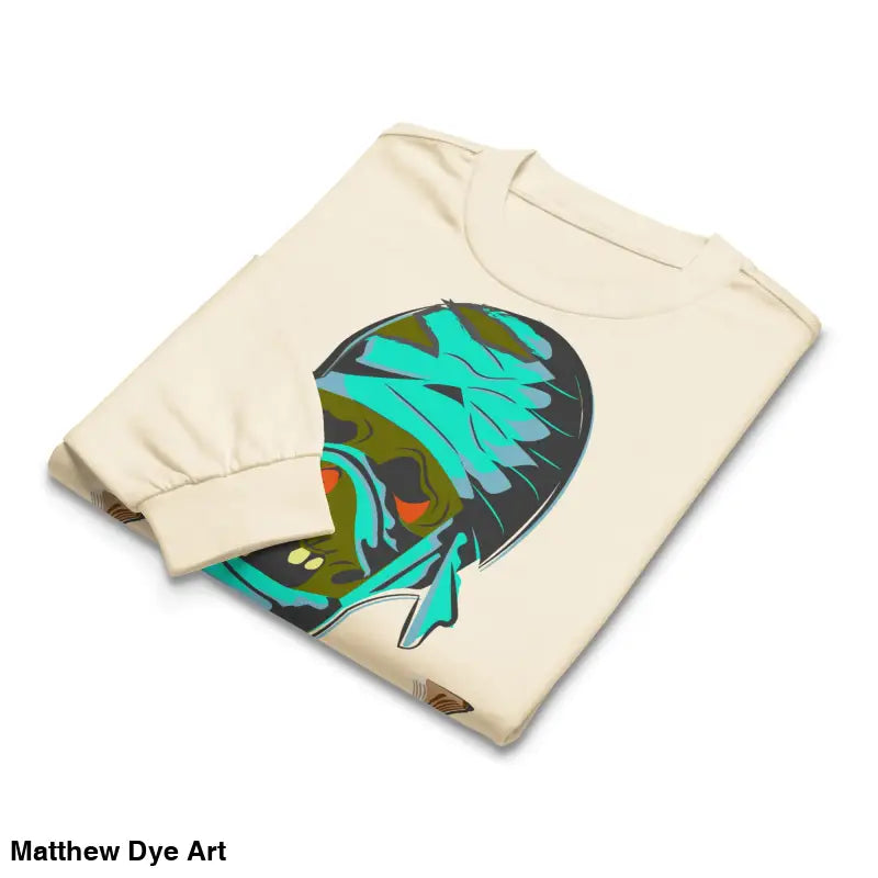 Folded premium long sleeve shirt featuring mummy mystique graphic design