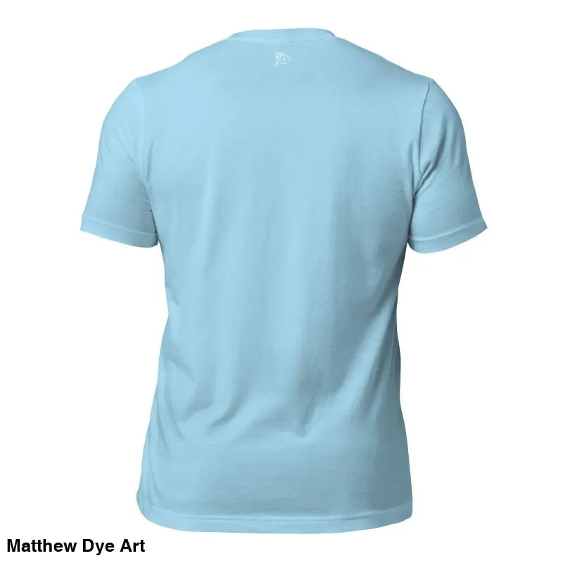 Light blue short-sleeved view of The Priestess Unisex Cotton Jersey T-Shirt of Feminine Power Art