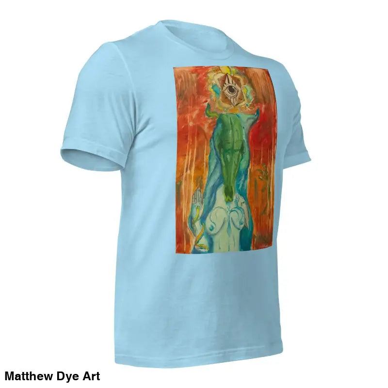 Light blue The Priestess Unisex Cotton Jersey T-Shirt featuring feminine power art print