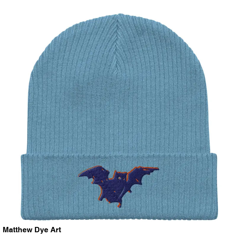 Light blue knit Bat Baby Beanie, comfortable and warm, perfect for autumn and Halloween