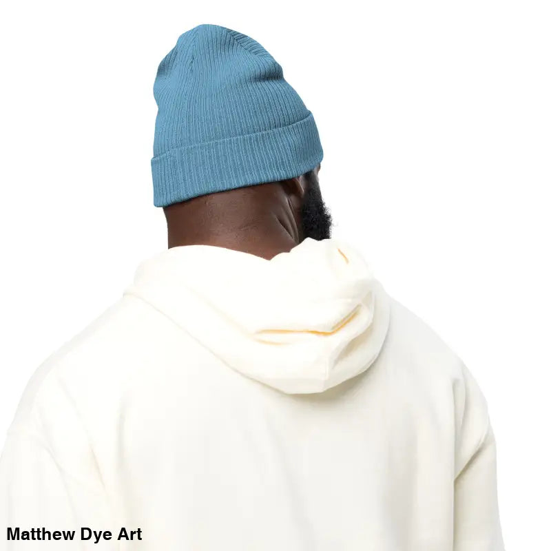Light blue organic ribbed beanie, comfortable and warm, for Bat Baby Beanie collection
