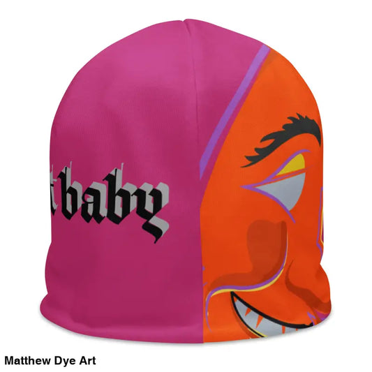 Pink and orange beanie from Bat Baby, ideal for a whimsical fall accessory