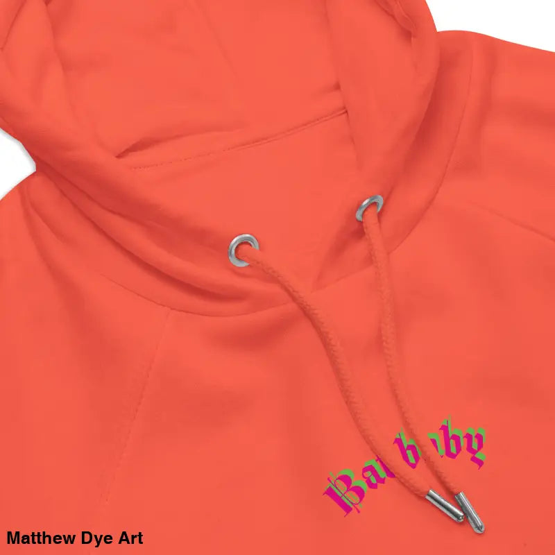 Orange Bat Baby Unisex Art Hoodie with drawstrings for playful retro Halloween vibes