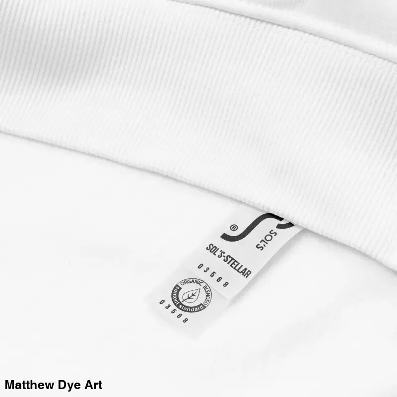 White fabric tag for Bat Baby Unisex Art Hoodie showcasing playful retro Halloween vibes