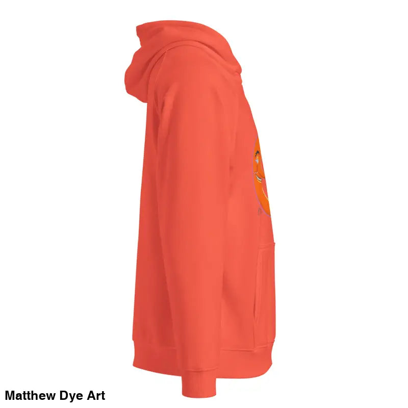 Coral hooded sweatshirt featuring Bat Baby design for playful retro Halloween vibes