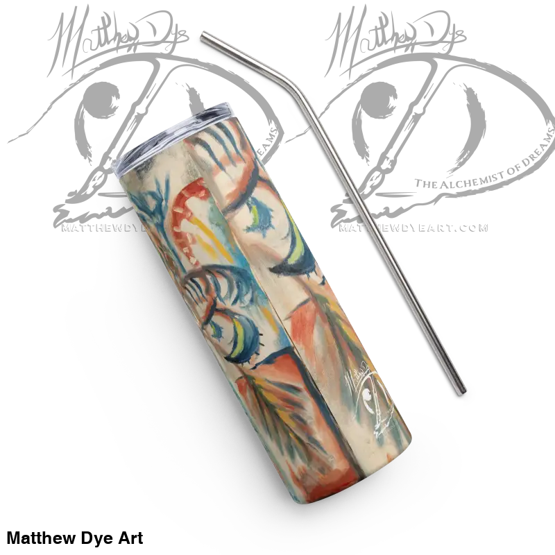 Decorative insulated tumbler with tropical fish by Matthew Dye Art in stainless steel design