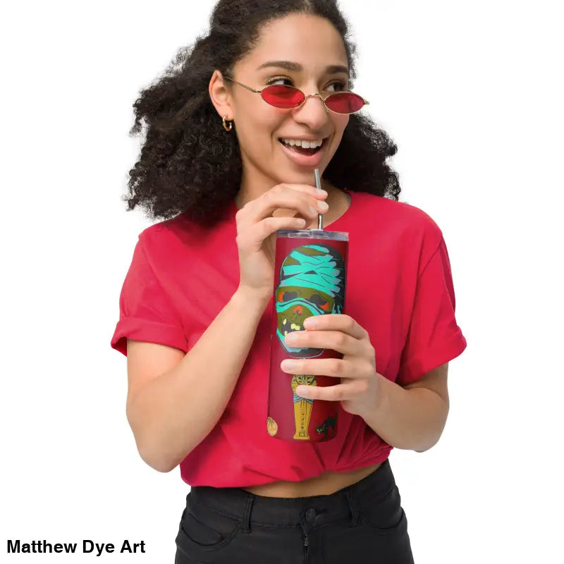 Insulated tumbler with straw from the Matthew Dye Art Cute Halloween Collection