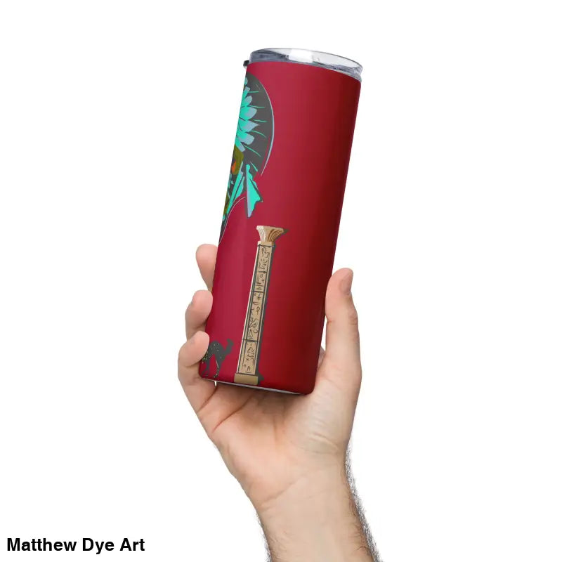 Red tumbler with Egyptian design from Matthew Dye Art, part of the Cute Halloween Collection