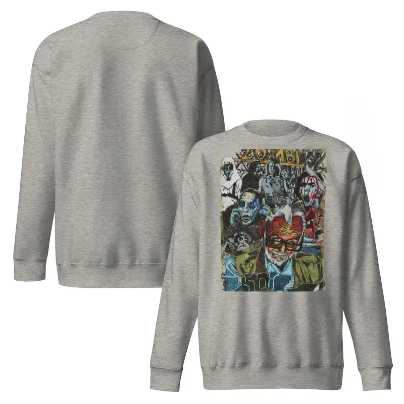 Gray cotton sweatshirt featuring a unique Romero tribute graphic design