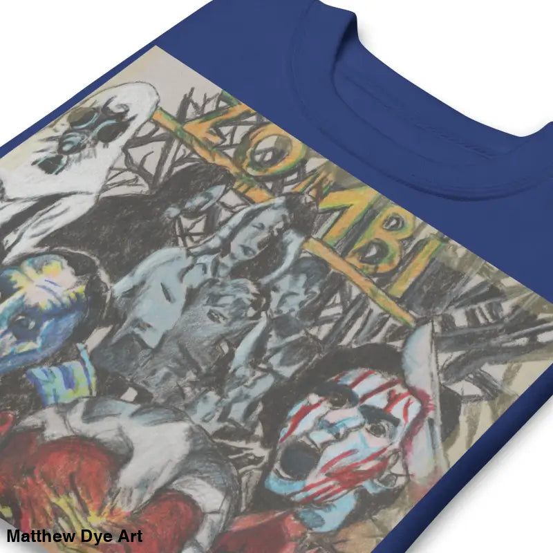 Blue cotton sweatshirt featuring a unique Romero tribute drawing design
