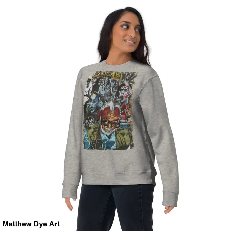 Gray cotton graphic sweatshirt named Dead Will Rise, a unique Romero tribute design