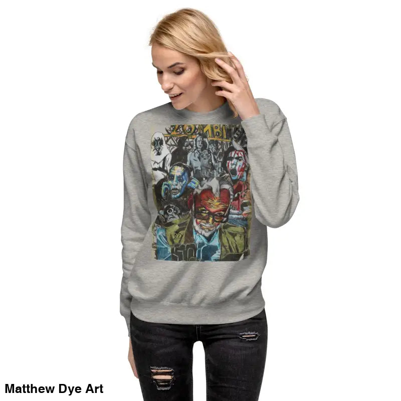 Gray cotton sweatshirt featuring unique wrestling-themed graphic from Romero tribute