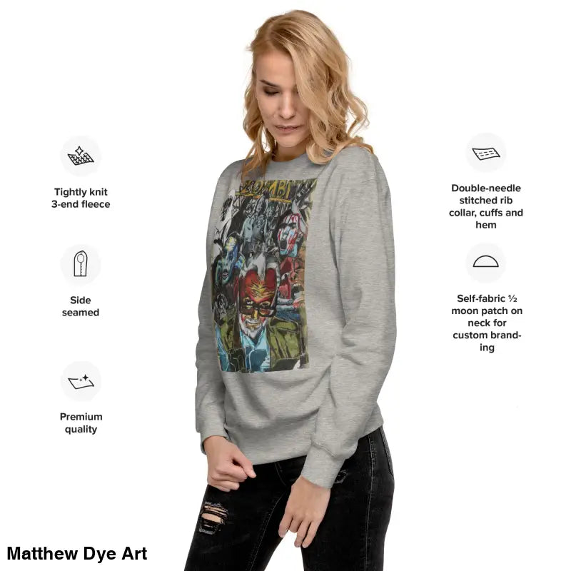 Gray cotton sweatshirt featuring unique Romero graphic print for stylish wear