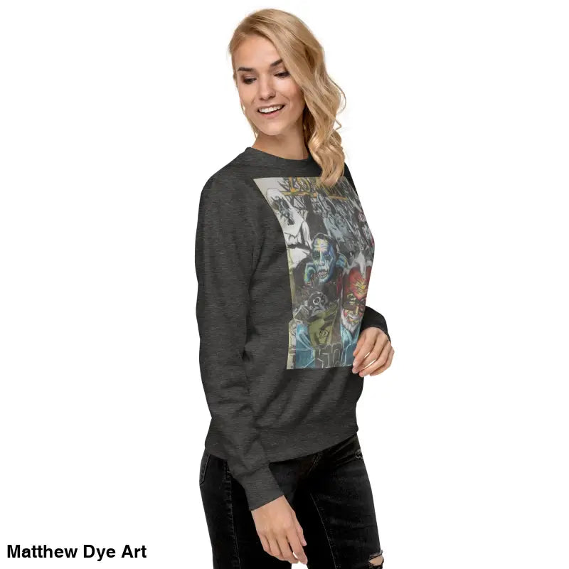 Gray cotton sweatshirt featuring graphic print for the Dead Will Rise Romero tribute
