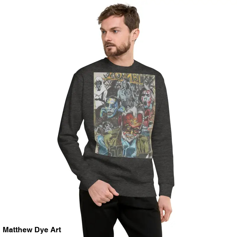 Gray cotton sweatshirt featuring unique Romero graphic print for stylish comfort