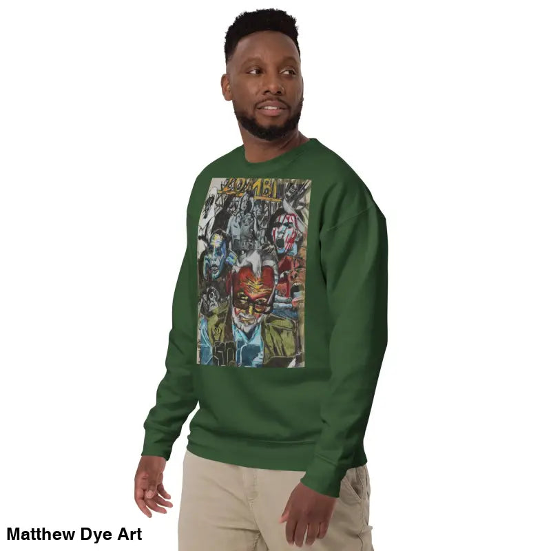 Green Cotton Graphic Sweatshirt - Dead Will Rise Unisex Romero Tribute Unique Sweatshirt