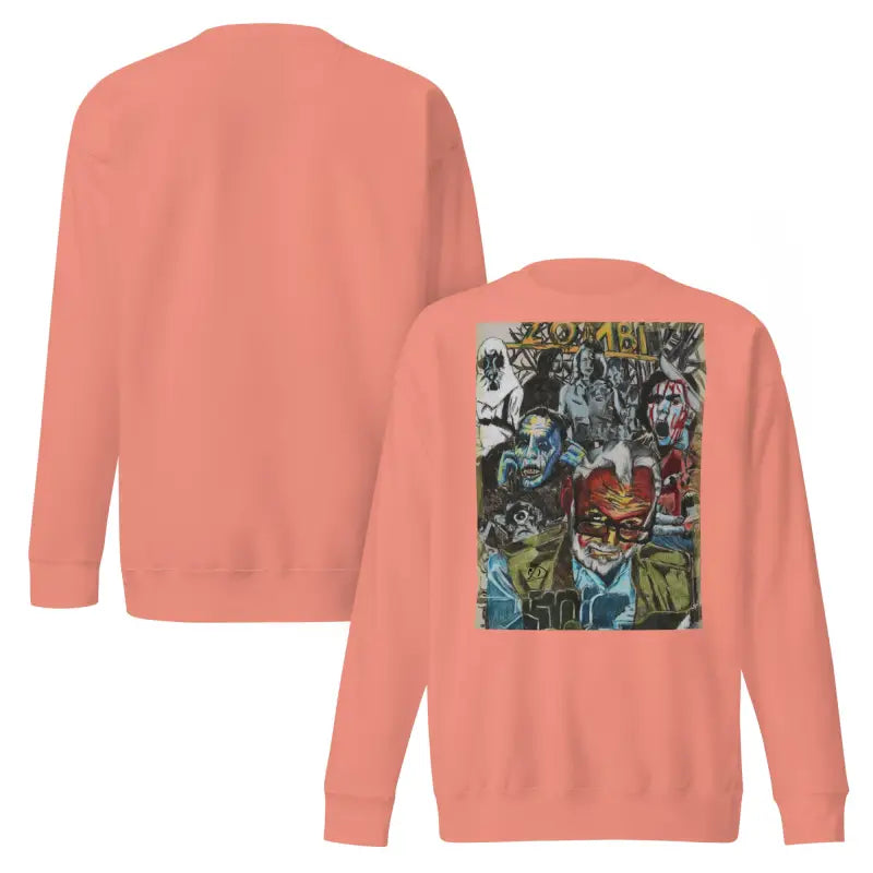Peach-colored cotton sweatshirt featuring unique Romero graphic print design