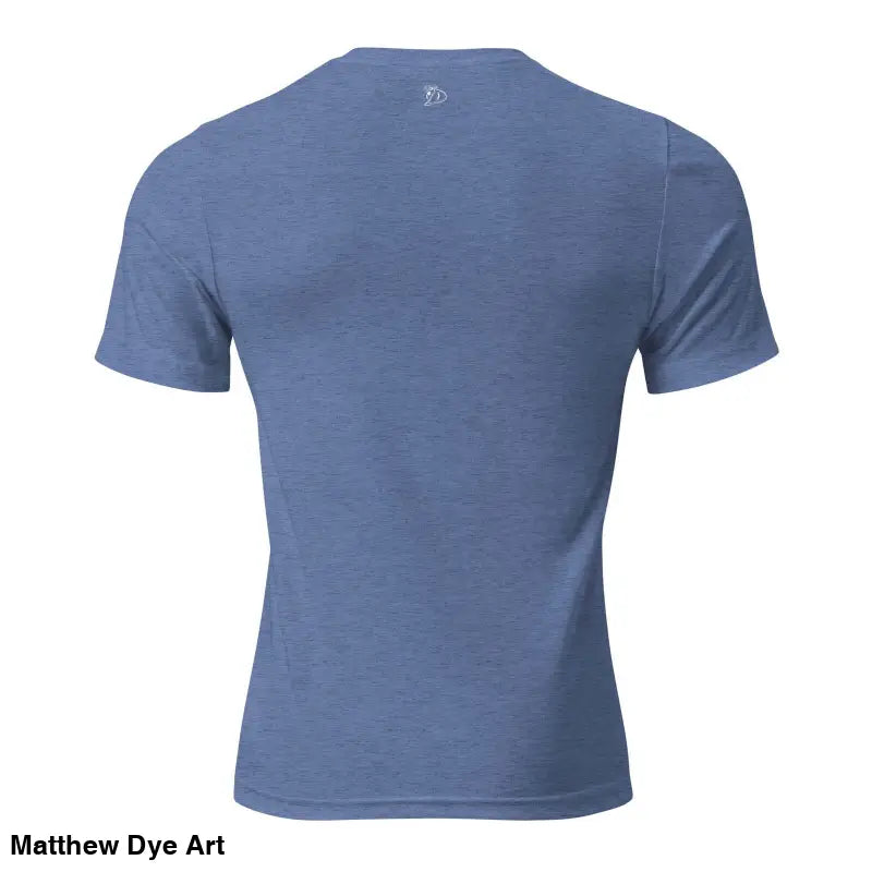 Plain blue short-sleeved Voynich oil painting unisex tri-blend tee