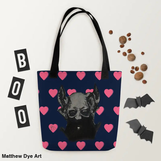 Halloween-themed tote bag featuring a sinister demonic figure design for unique style