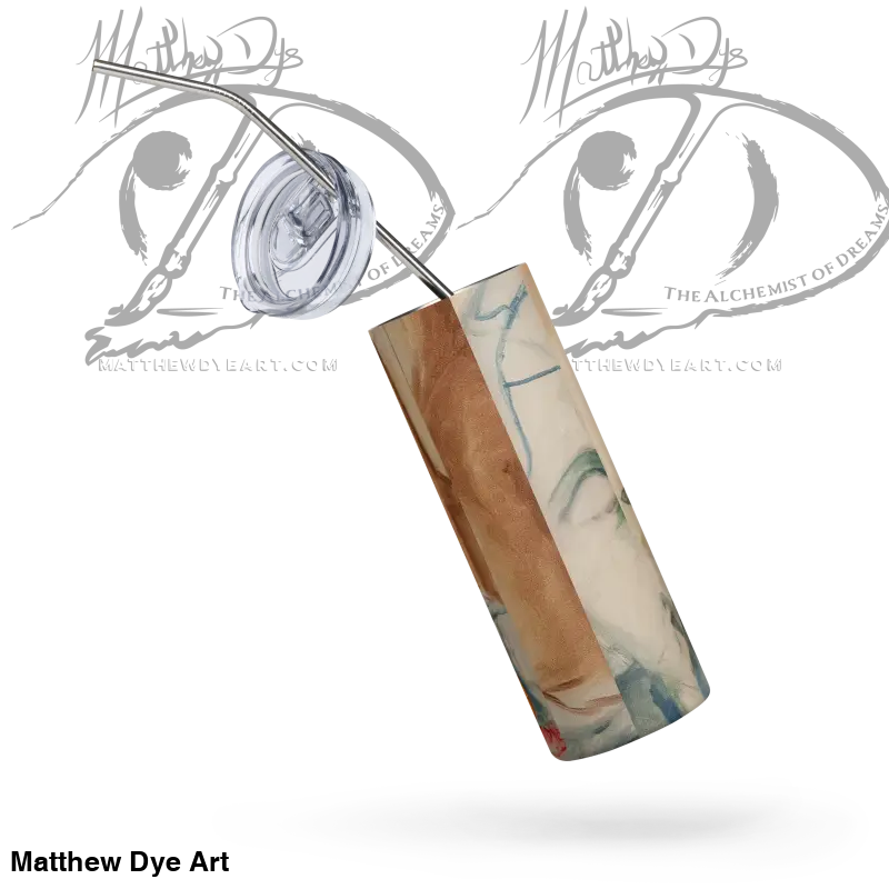 Reusable stainless steel straw with a marble-patterned case for Think & Drink bottle