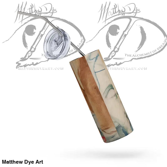 Reusable stainless steel straw with a marble-patterned case for Think & Drink bottle