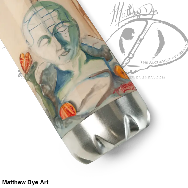 Crumpled Diet Mountain Dew can in Stillness of Phrenology stainless steel art bottle