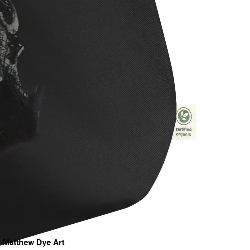 Black organic cotton tote bag from Eldritch Haul, spacious and eco-friendly in design