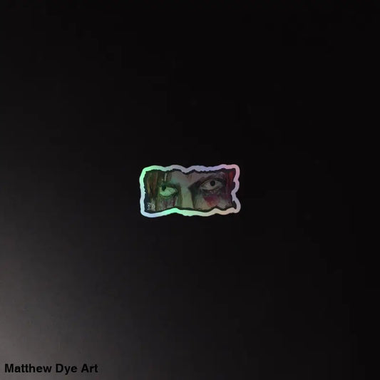 Abstract shape with a gradient from green to purple in exquisite holographic stickers