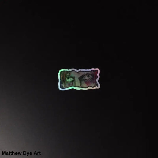 Abstract shape with a gradient from green to purple in exquisite holographic stickers