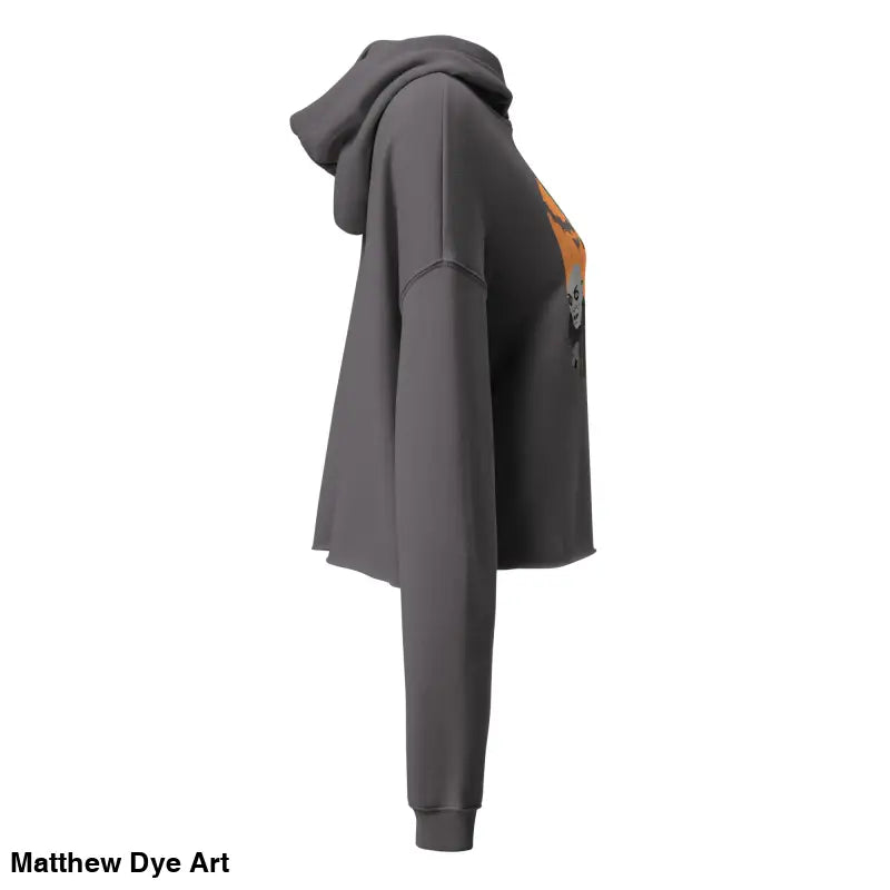 Gray cropped hoodie from Fangs & Fashion, meticulously crafted for gothic souls