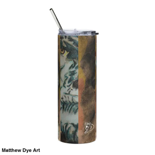 Eerie Frankenstein Horror Stainless Steel Tumbler with straw, featuring vintage monster art