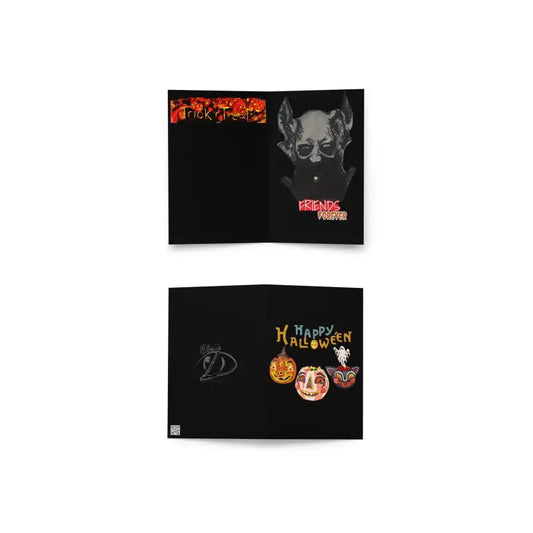 Two black Sinister Halloween greeting cards with spooky designs for deepest sentiments