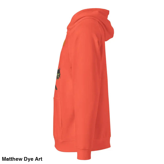 Orange Hooded Sweatshirt featuring Scary Cat Halloween Art for a cozy seasonal look