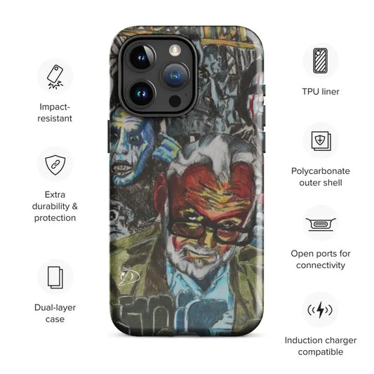 Graffiti-style George A. Romero iPhone case with vibrant colors and impact resistance