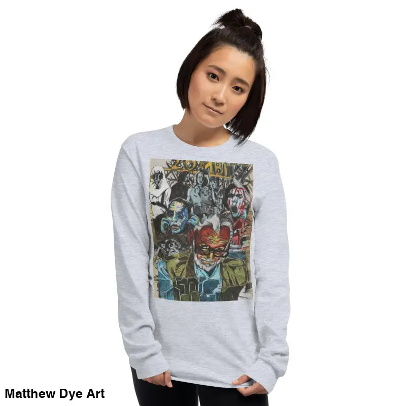 George A. Romero Unisex Horror Tribute long-sleeved shirt featuring surreal art design