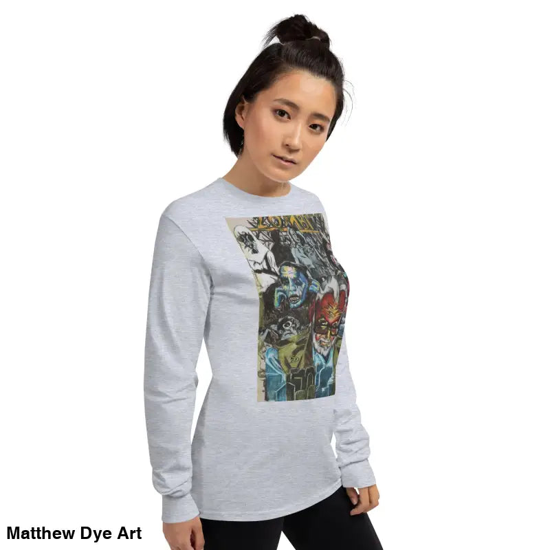 Long-sleeved shirt featuring surreal art inspired by George A. Romero’s horror legacy